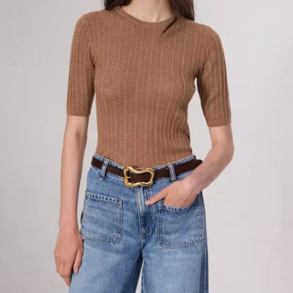 Rag & Bone Tina Short Sleeve Merino Wool Sweater Top NWT